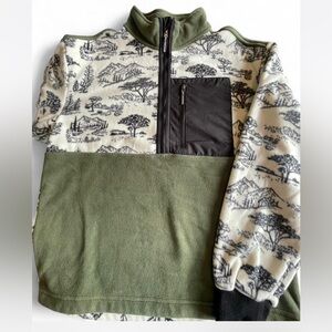 Boy's Green and Black Color-blocked Sweater